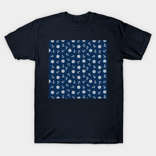 Funny mixed anchor and steeling weel maritime pattern design T-Shirt by BE MY GUEST MARKETING LLC